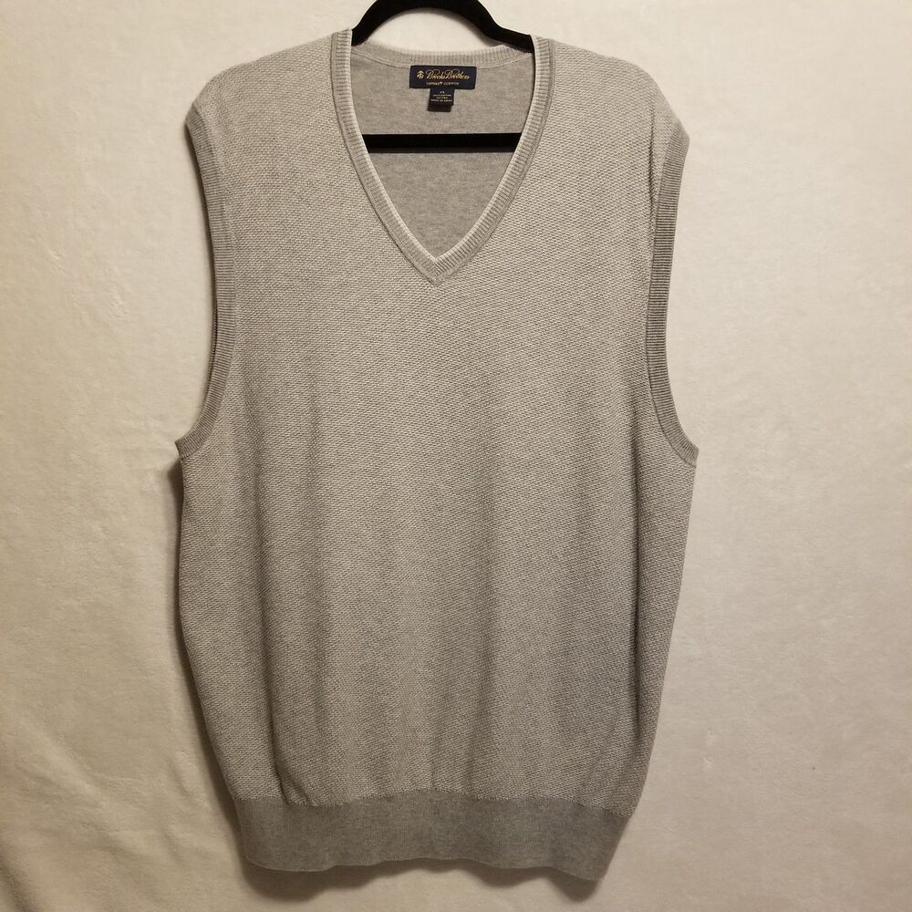 Brooks Brothers XL Vest Textured Knit Supima  Cotton Preppy Academia Old Money
